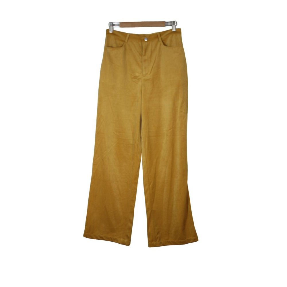 Cider women's mustard yellow mid rise straight leg boho velvet pants‎ XL